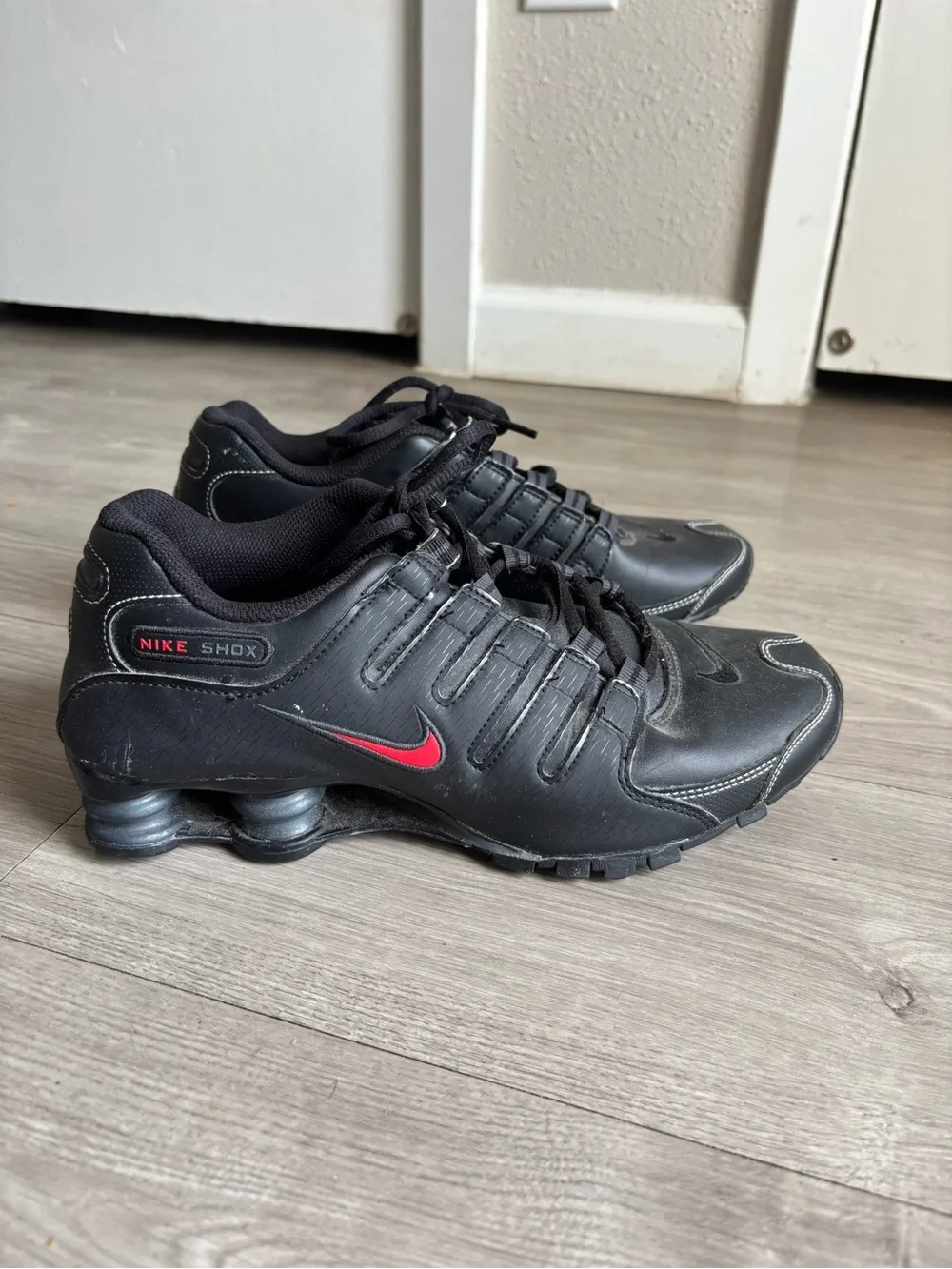 Nike Black with Red Swoosh Shox Men's Athletic Sneakers